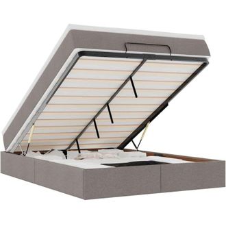 vidaXL Estructura De Cama Otomana Colch&oacute;n Tela Gris Pardo 140x190cm Vidaxl