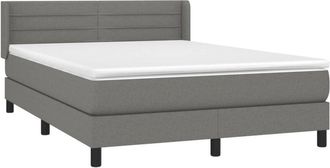 vidaXL Cama Box Spring Con Colch&oacute;n Tela Gris Oscuro 140x200 Cm Vidaxl