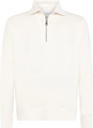 Baldessarini Payo Zip Polo-Shirt - Heren - Ronde hals truien - Beige - L - Katoen - Truien & Vesten