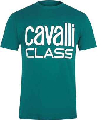 Roberto Cavalli Mens Cavalli Class Bold Brand Green T-Shirt - Size: 44