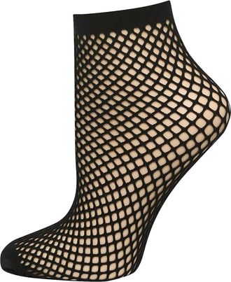 Pretty Polly Womens Ropenet Ankle High Sock In Black