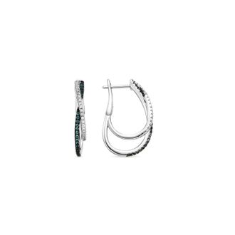 Luxenter oorbellen in 925 sterling zilver en Paraiba groen hydrothermale kwarts rhodium afwerking - Atyra