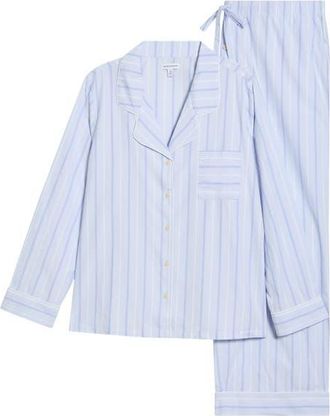 Nordstrom Classic Cotton Pajamas in Blue Parker Stripe at Nordstrom, Size 1X
