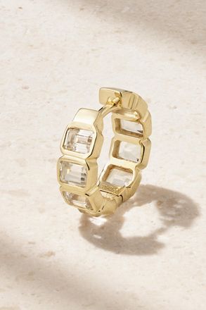 42 Suns Orecchino Singolo A Cerchio In Oro 14 Carati E Topazio - Bianco