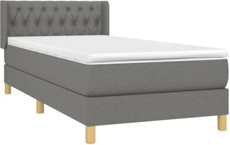vidaXL Cama Box Spring Con Colch&oacute;n Tela Gris Oscuro 90x190 Cm Vidaxl