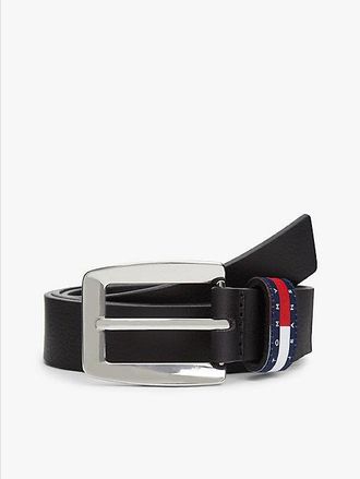 Tommy Hilfiger Cintur&oacute;n de piel con hebilla cuadrada y logo