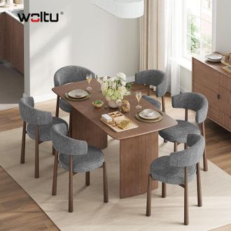Woltu Woltu Juego De 6 Sillas Modernas Para Comedor/cocina - Tapizado De Chenilla, Patas De Metal Con Efecto Madera - Apto Para Comedor, Sala De Estar O Res