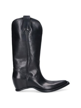 Maison Margiela Black Heel-Less Squared Toe Leather Boots