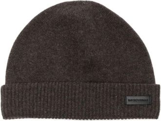 Emporio Armani Bruine Kasjmier Gebreide Hoed - Heren - Hoeden - Bruin - L - Kasjmier - Accessoires