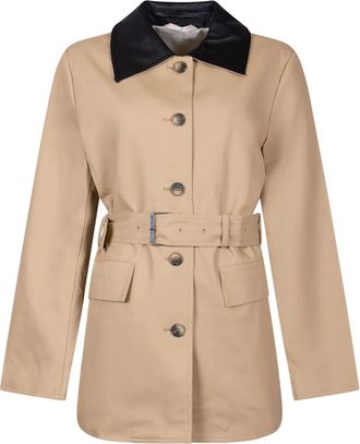 Selected belted collar jacket - Neutrals