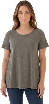 Roaman's Plus Size Ultimate Cotton Crewneck Short Sleeve Swing Tee in Medium Heather Grey at Nordstrom, Size Large