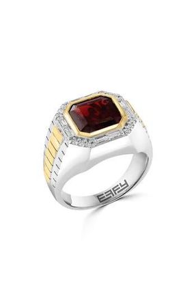 Effy Mens Diamond & Garnet Two-Tone Signet Ring in Red at Nordstrom Rack, Size 10