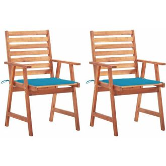 vidaXL Vidaxl - Sillas Comedor De Jard&iacute;n Y Cojines 2 Uds Madera Maciza Acacia