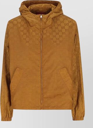 Gucci hooded gg bomber jacket elastic cuffs pockets