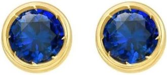 Tresorra 14K Yellow Gold Created Blue Sapphire Birthstone Stud Earrings