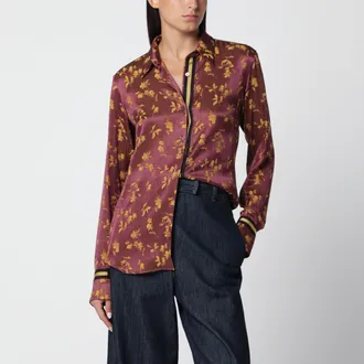 Dries Van Noten Purple floral jacquard shirt in viscose blend