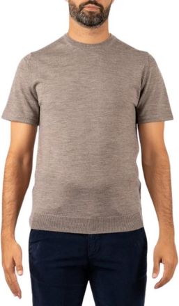 Daniele Fiesoli Merino Gebreide Trui met Lange Mouwen - Heren - T-shirts - Beige - S - Wol - Tops