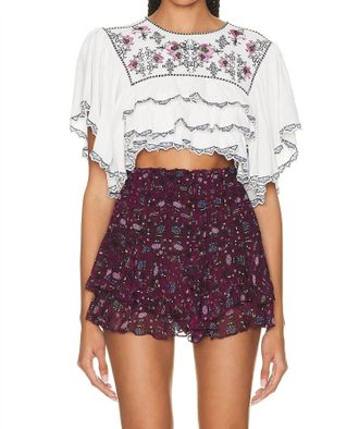 Isabel Marant Sana Embroidered Crop Top In White