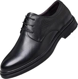 Generic Mens Oxford Dress Shoes Genuine Leather Black British Style for Business Formal Casual Wedding Office(6.5)