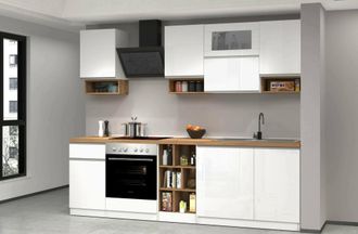 Dmora Attiko - Cucina, Bianco Lucido, Un Cassetto Elettrodomestici Non Inclusi, Made In Italy