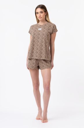 Fila Shorty FILA, Damen, Gr. XL, savage, Jersey, Obermaterial: 100% Baumwolle, bequem kurz, Rundhals, Homewear-Sets Shorty, im Animal-Look, Baumwolle, Kurz