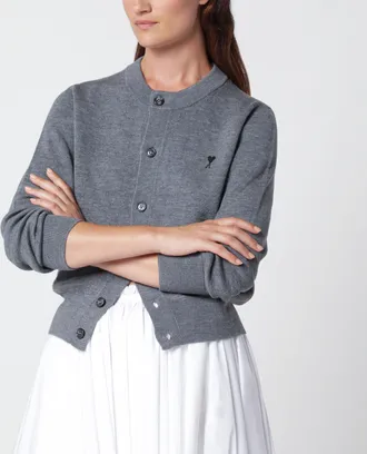 Ami Cardigan Ami De Coeur in lana grigio