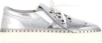 Burberry Womens Leather Kiltie Fringe Detail Slip-On Sneaker (Authentic Pre- Loved)