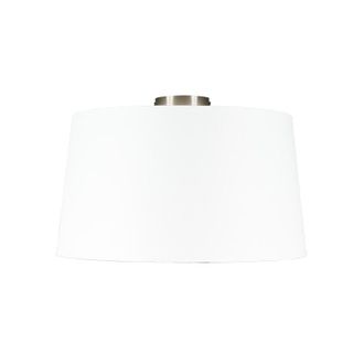 QAZQA Qazqa Moderno Plaf&oacute;n Moderno Acero Pantalla Blanca 45cm - Combi Pl&aacute;stico /acero Redonda Adecuado Para Led Max. 1 X 60 Watt