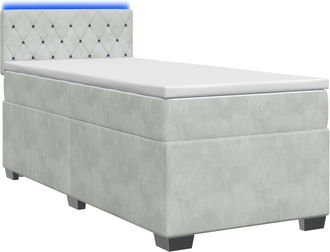 vidaXL Cama Con Base Tapizada, Colch&oacute;n Y Luz Led Gris Claro Vidaxl