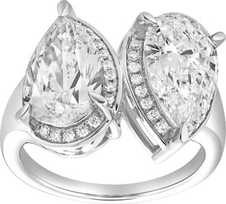 LuvMyJewelry Araminta 14K Gold Toi et Moi Pear Lab Grown Diamond Ring - 5.3 Cts