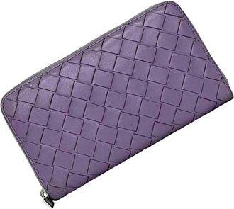 Bottega Veneta Purple Intrecciato Long Wallet (Bi-Fold) (Pre-Owned)