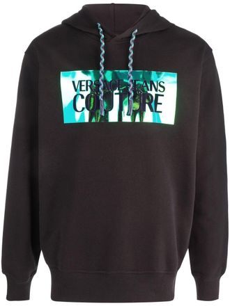 Versace Jeans Couture logo-print drawstring hoodie - Black