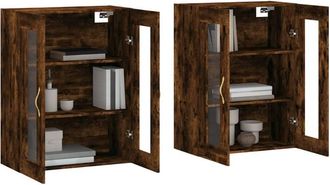 Berkfield Home Wall Mounted Cabinets 2 pcs Smoked Oak Engineered Wood in Brown
