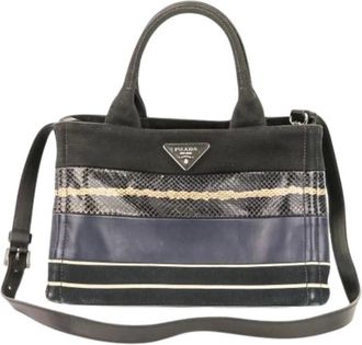 Prada Pre-owned Handbags, female, Multicolor, Size: ONE SIZE Pre-owned Canapa Patchwork Mini 2Way Bag