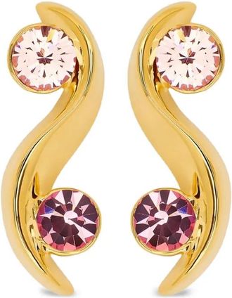 Oscar De La Renta crystal-embellished earrings - women - glass/Gold Plated Metal - One Size - Pink