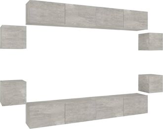vidaXL Set De Muebles De Tv 8 Pzas Madera Contrachapada Gris Hormig&oacute;n Vidaxl