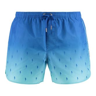 Neil Barrett Beachwear, male, Blue, Size: XL Quick Dry Swim Shorts