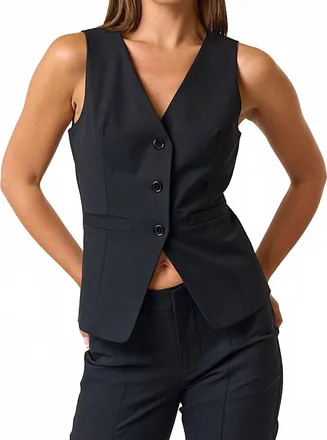Blue Blush City Nights Vest In Black