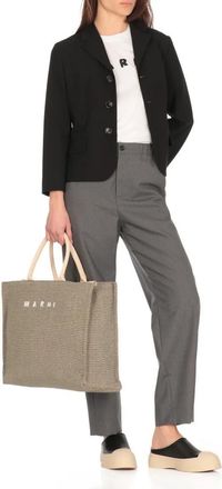 Marni Crossbody Bags - Große Tote Bag in Bast-Optik - Gr. unisize - in Grau - für Damen