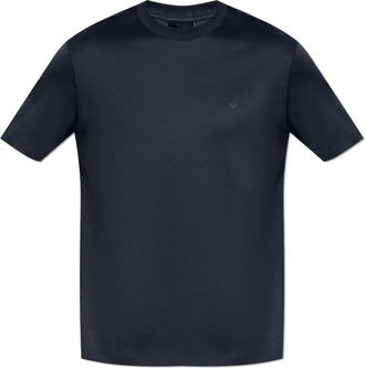 Emporio Armani Tops, Heren, Zwart, M, Katoen, T-shirt met rubberen logo