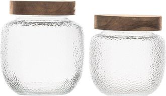 10 Strawberry Street Set Of 2 Hanover Glass Canisters With Acacia Lid