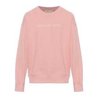 Michael Kors Logo Embossed Cotton Sweater - Dames - Sweatshirts - Roze - M - Katoen - Hoodies & sweatvesten