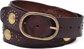 Post & Co Brown Leather Studded Belt