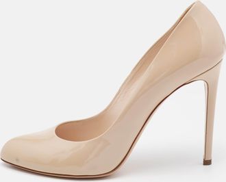Casadei Beige Patent Leather Pointed Toe Pumps