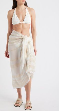 Nordstrom Sheer Stripe Pareo Wrap in Tan- White at Nordstrom