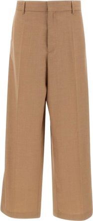 Laneus Tailored Wide-leg Broeken - Heren - Broeken - Bruin - Maat: XS Wol