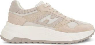 Hogan Chunky Sole Sneakers With Mesh And Suede Composition