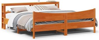vidaXL Vidaxl - Estructura Cama Con Cabecero Madera Pino Marr&oacute;n Cera 200x200 Cm
