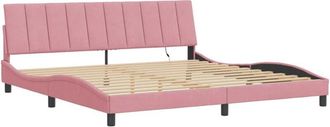 vidaXL Estructura De Cama Con Luces Led Terciopelo Rosa 200x200 Cm Vidaxl