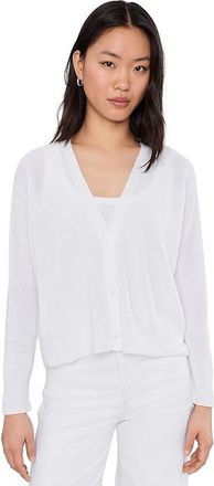 Eileen Fisher Petite Organic Linen Cotton V-neck Cardigan Womens Sweater White : PXS, Cotton/Linen